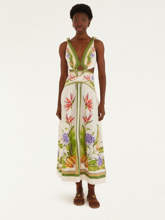 FARM Rio Dresses & Skirts - NWT FARM RIO Tropical Scarf Sand Midi Dress
